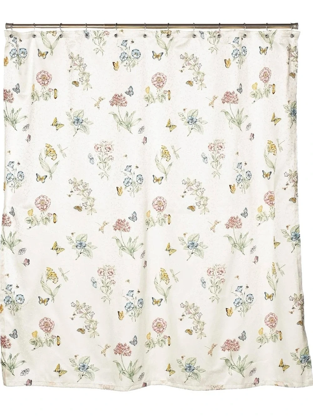Lenox Butterfly Meadows Shower Curtain and 5 Bathroom Towel Set - Bath and Hand